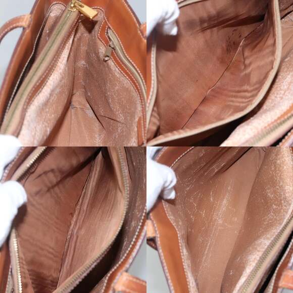 CELINE Macadam Canvas Hand Bag Pvc Leather Gold Brown - Picture 12 of 13